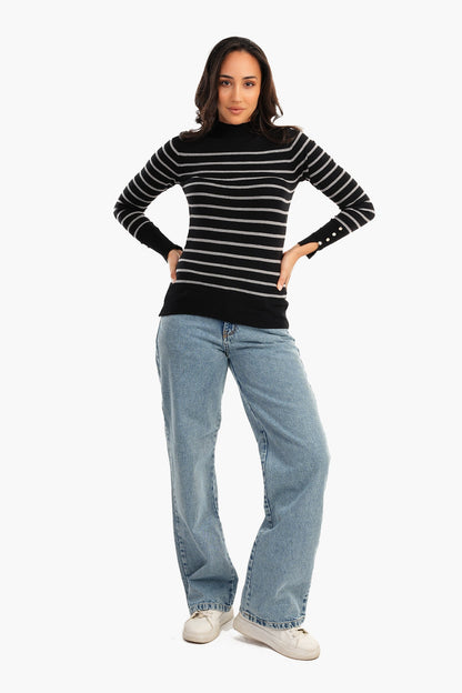 Pullover with Horizontal Stripes