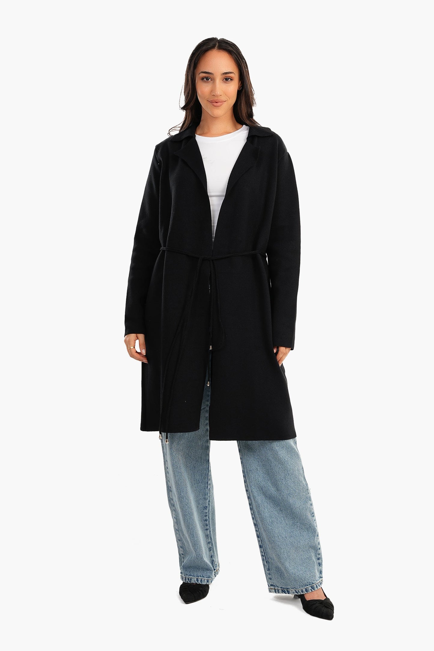 Coat with Thin Belt