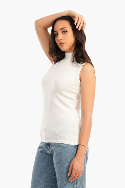 Sleeveless High Neck Pullover