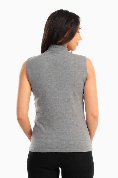 Sleeveless High Neck Pullover