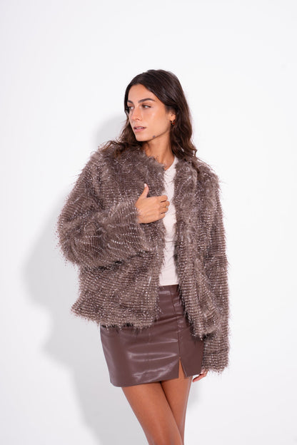 Faux Fur Short Jacket – Café
