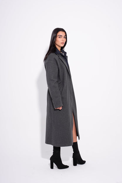 Wool Oversized Long Coat – Charcoal Grey
