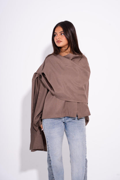 Wool-Blend Draped Tailored Shirt – Cafe