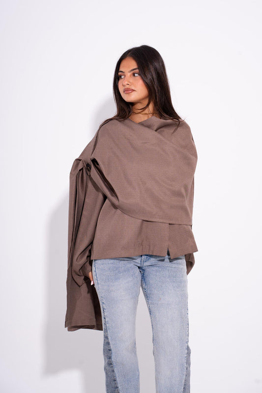 Wool-Blend Draped Tailored Shirt – Cafe
