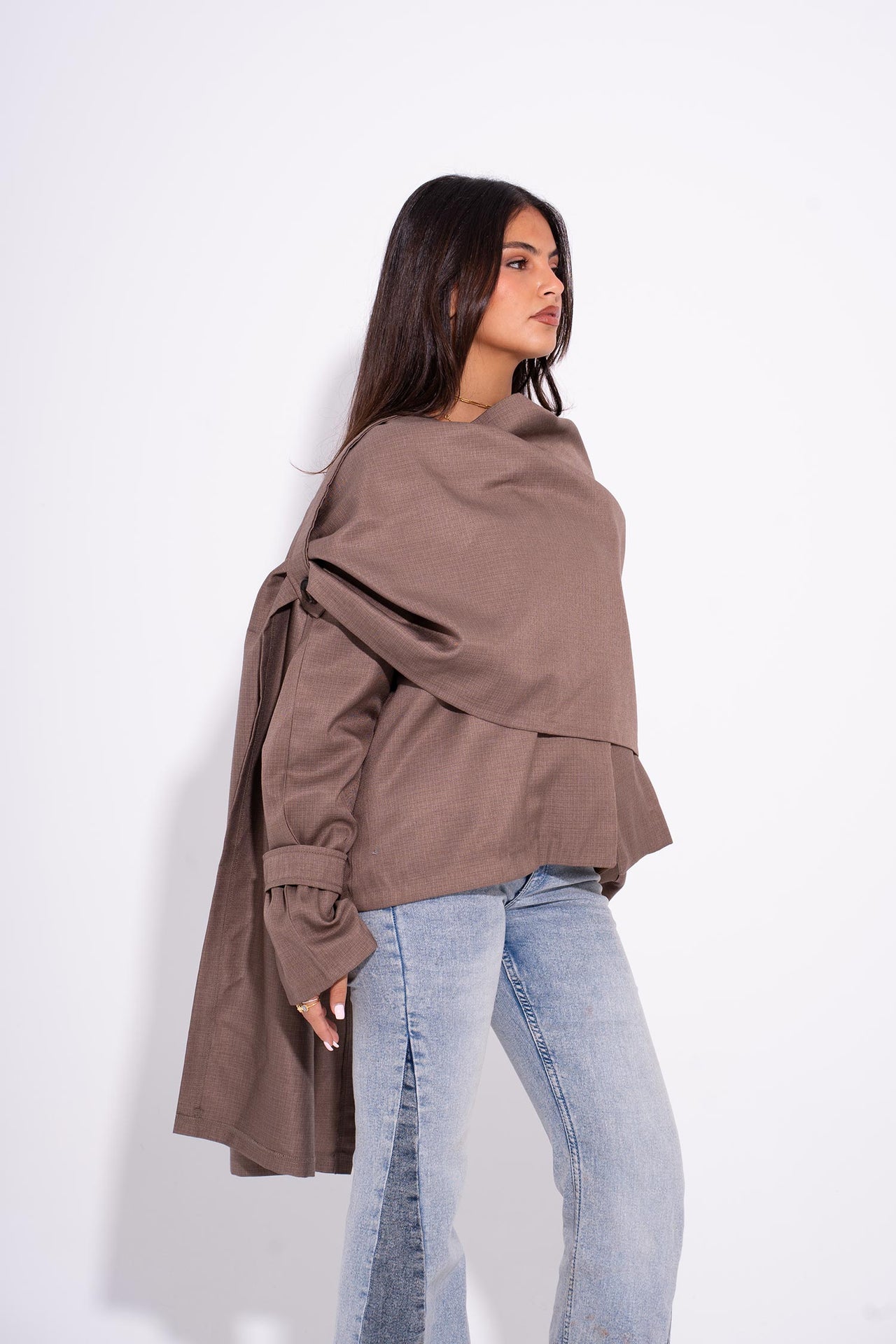 Wool-Blend Draped Tailored Shirt – Cafe