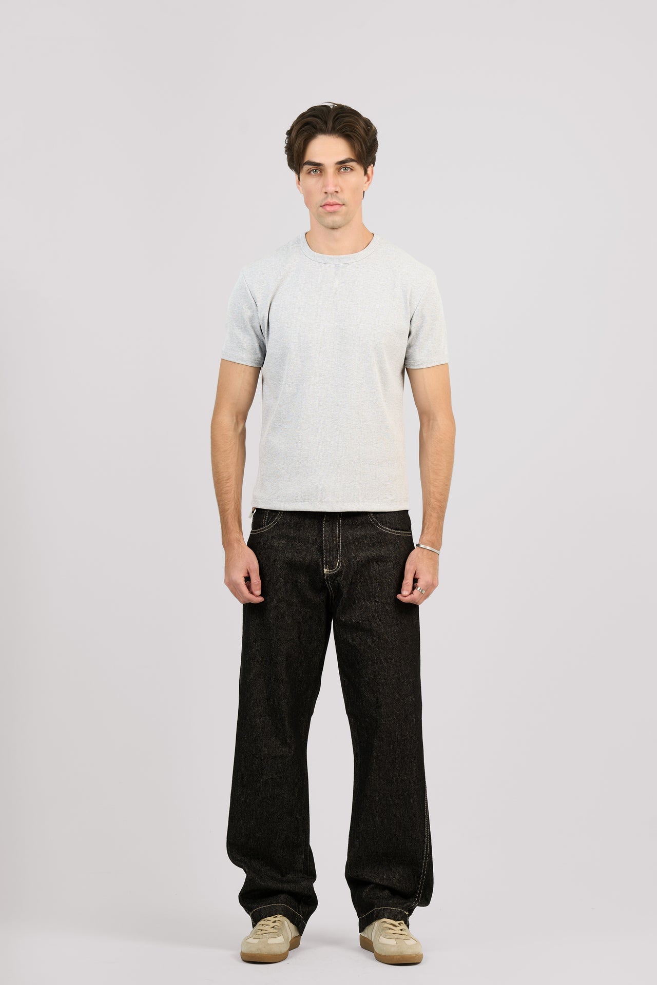 RAW BLACK X WHITE SLANTED JEANS