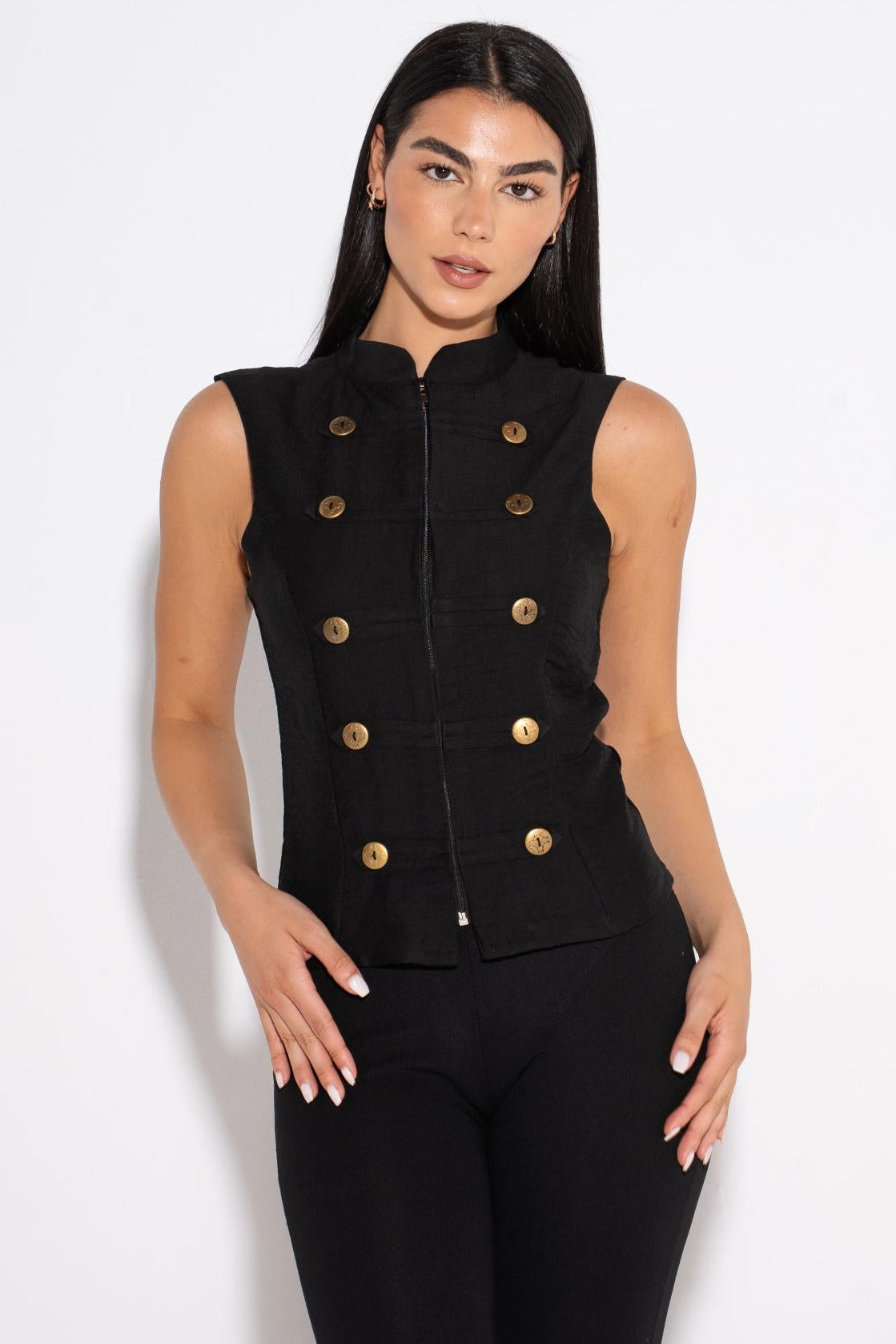 Double Breasted Vest - Black