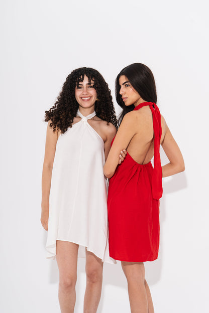 Linen Aira Mini Dress - White