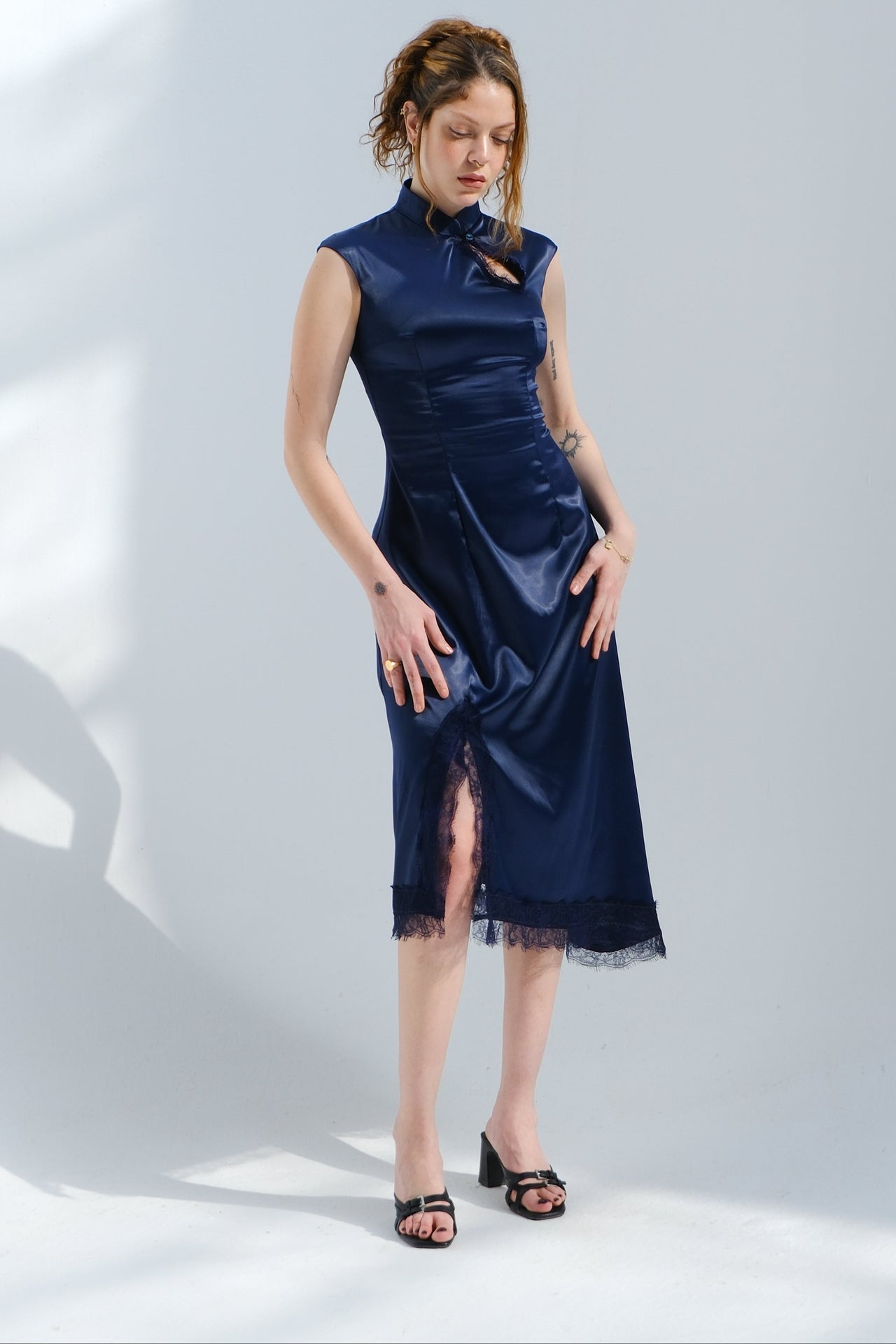 Chinese Satin Dress - Black