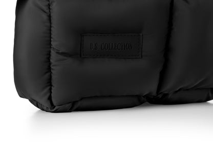 Large capacity waterproof soft quilted shoulder bag and hand bag for women - Black