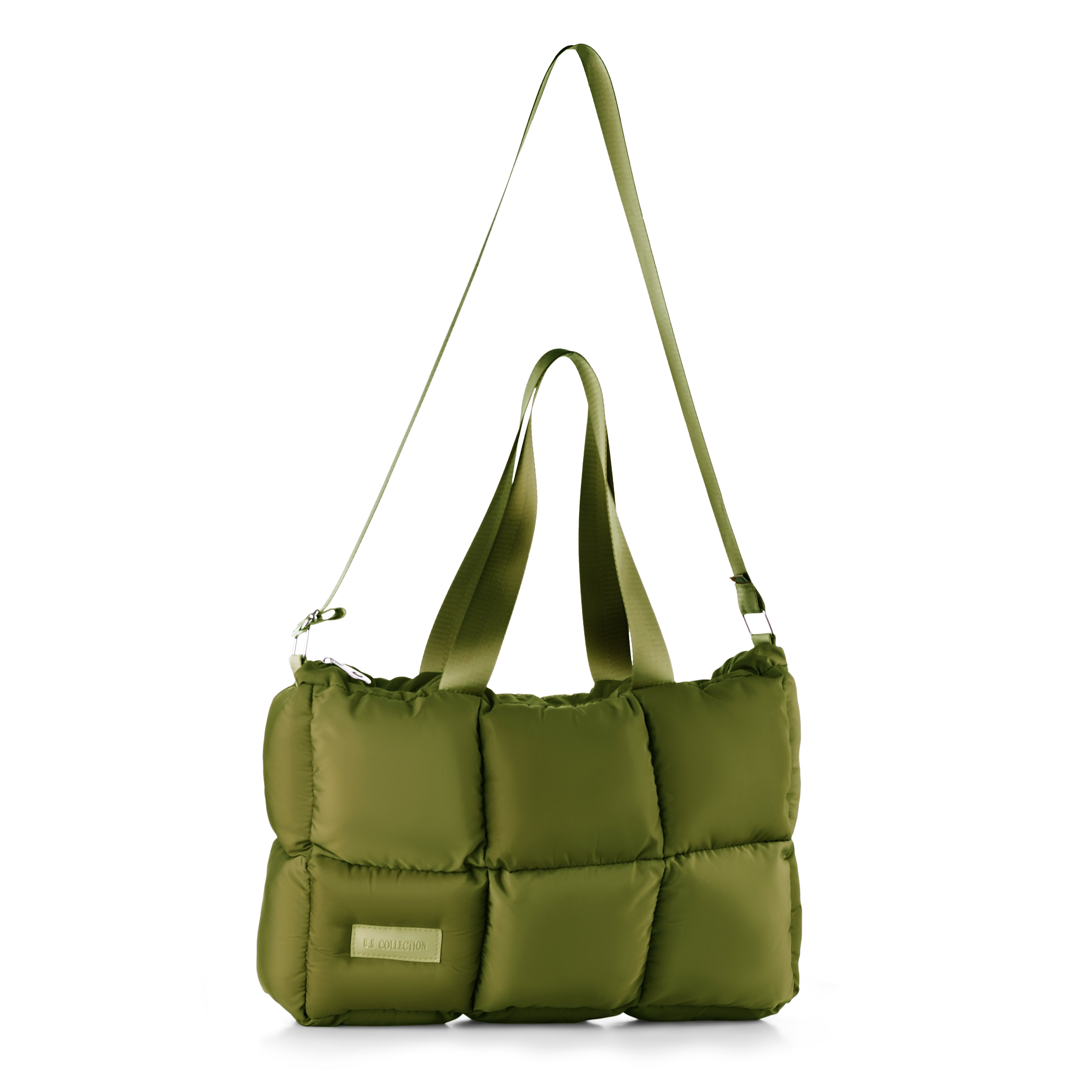 Large Capacity Waterproof Soft Quilted Shoulder Bag - Olive