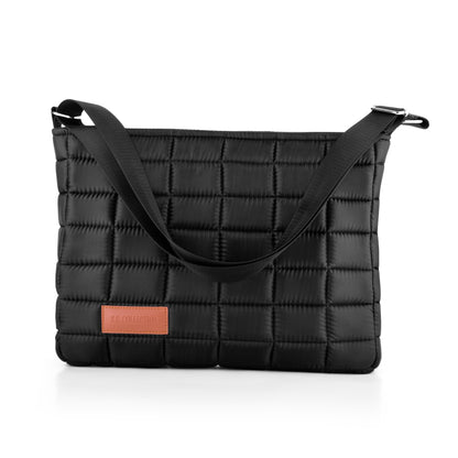 Soft quilted fabric shoulder bag and cross bag for women in black from BS Collection