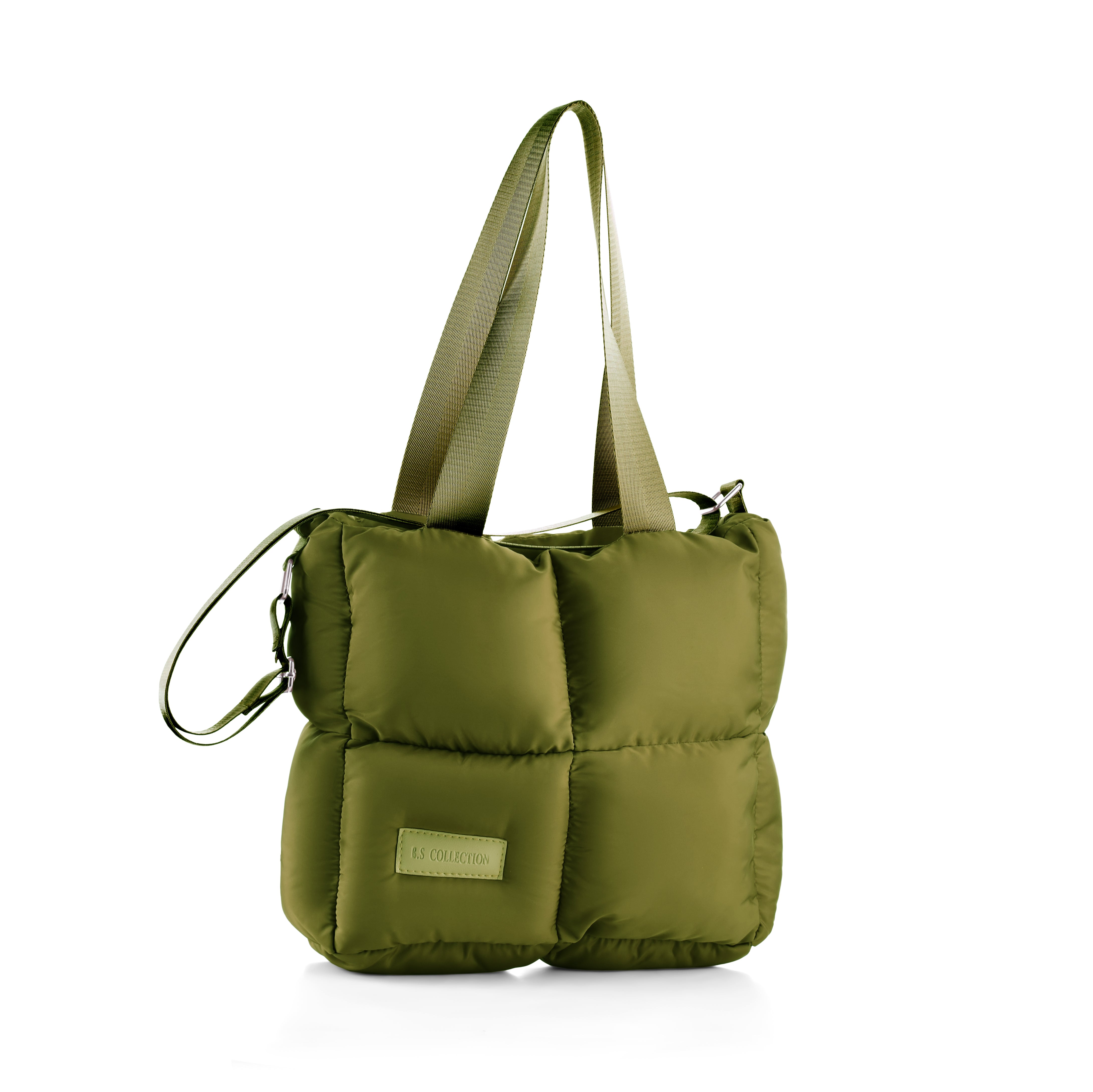 Large Capacity Waterproof Soft Quilted Shoulder Bag - Olive