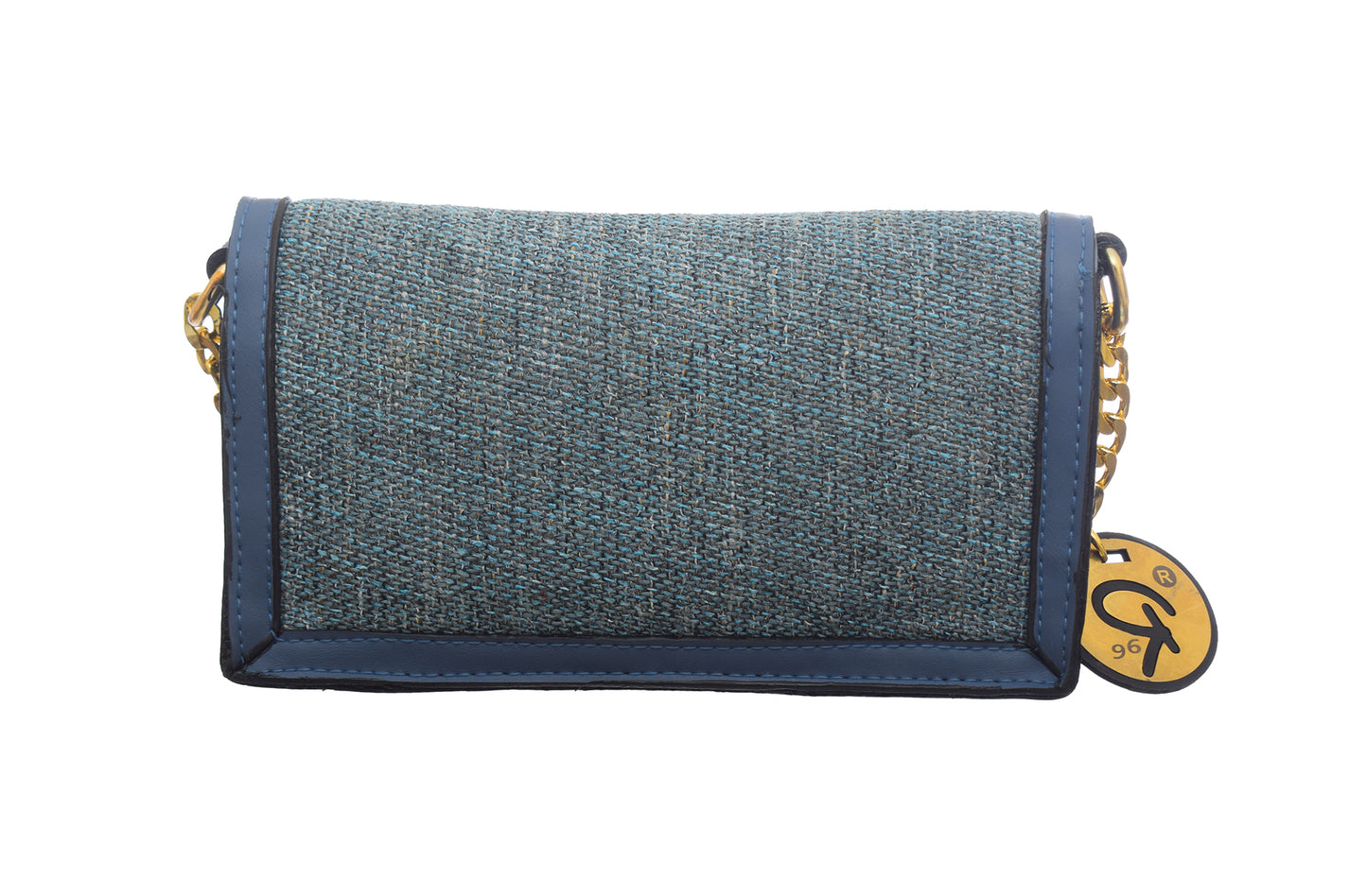 Burlap And Faux Leather Crossbody Bag