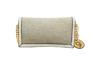 Burlap And Faux Leather Crossbody Bag