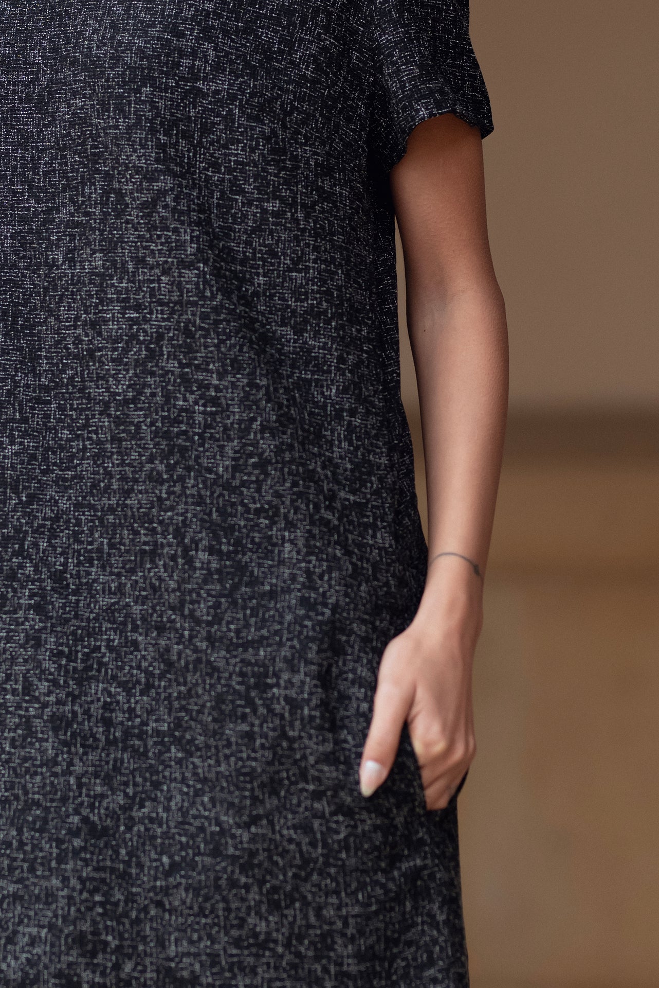 Synthetic Tweed Mini Dress – Black