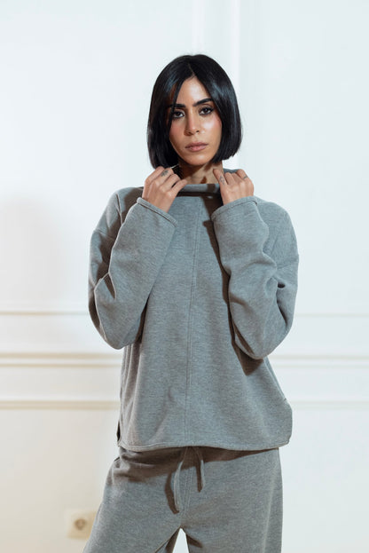 Cashmere Mélange Knit Loungewear Set – Grey