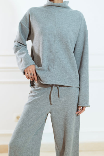 Cashmere Mélange Knit Loungewear Set – Grey