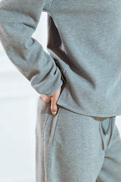 Cashmere Mélange Knit Loungewear Set – Grey