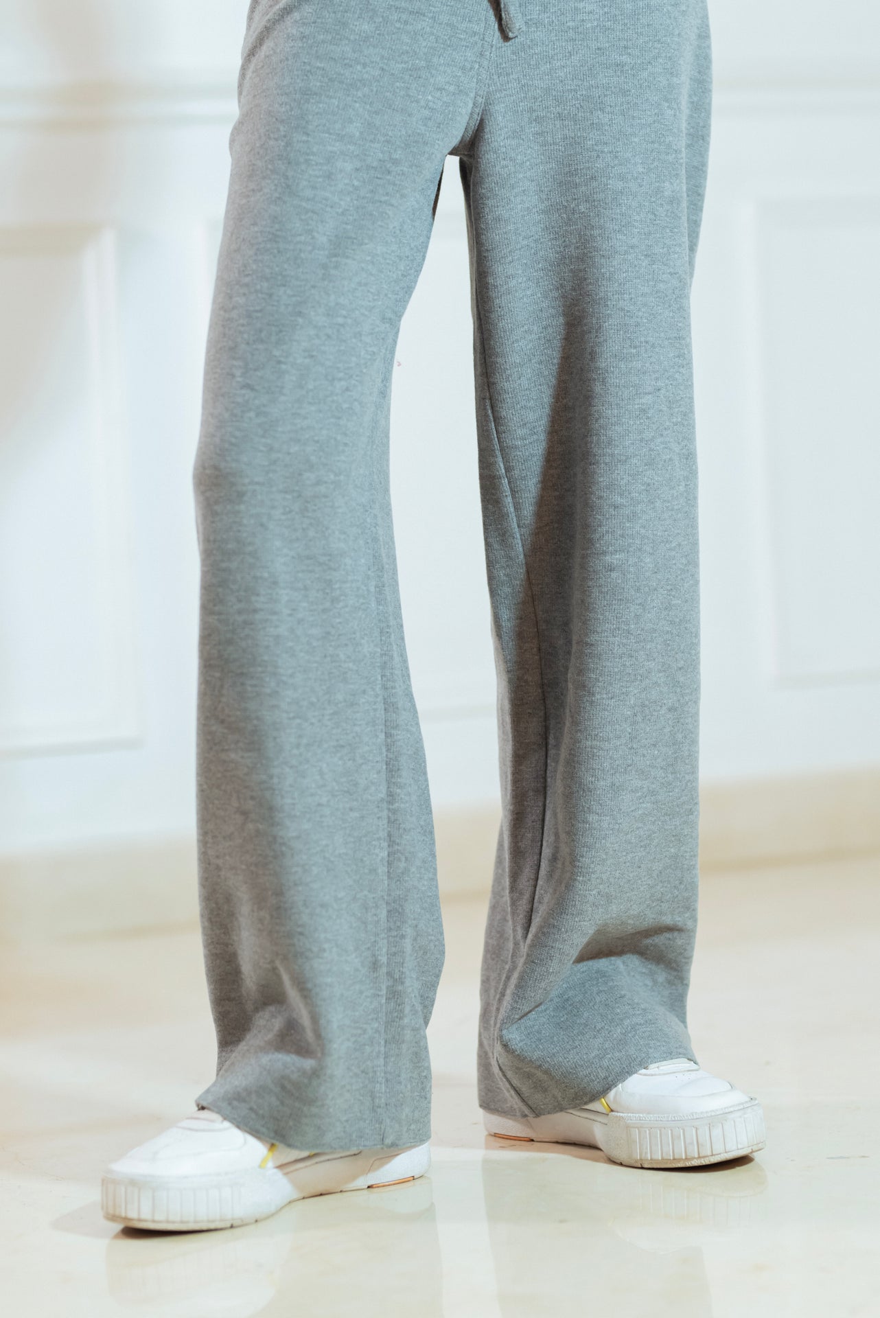 Cashmere Mélange Knit Loungewear Set – Grey