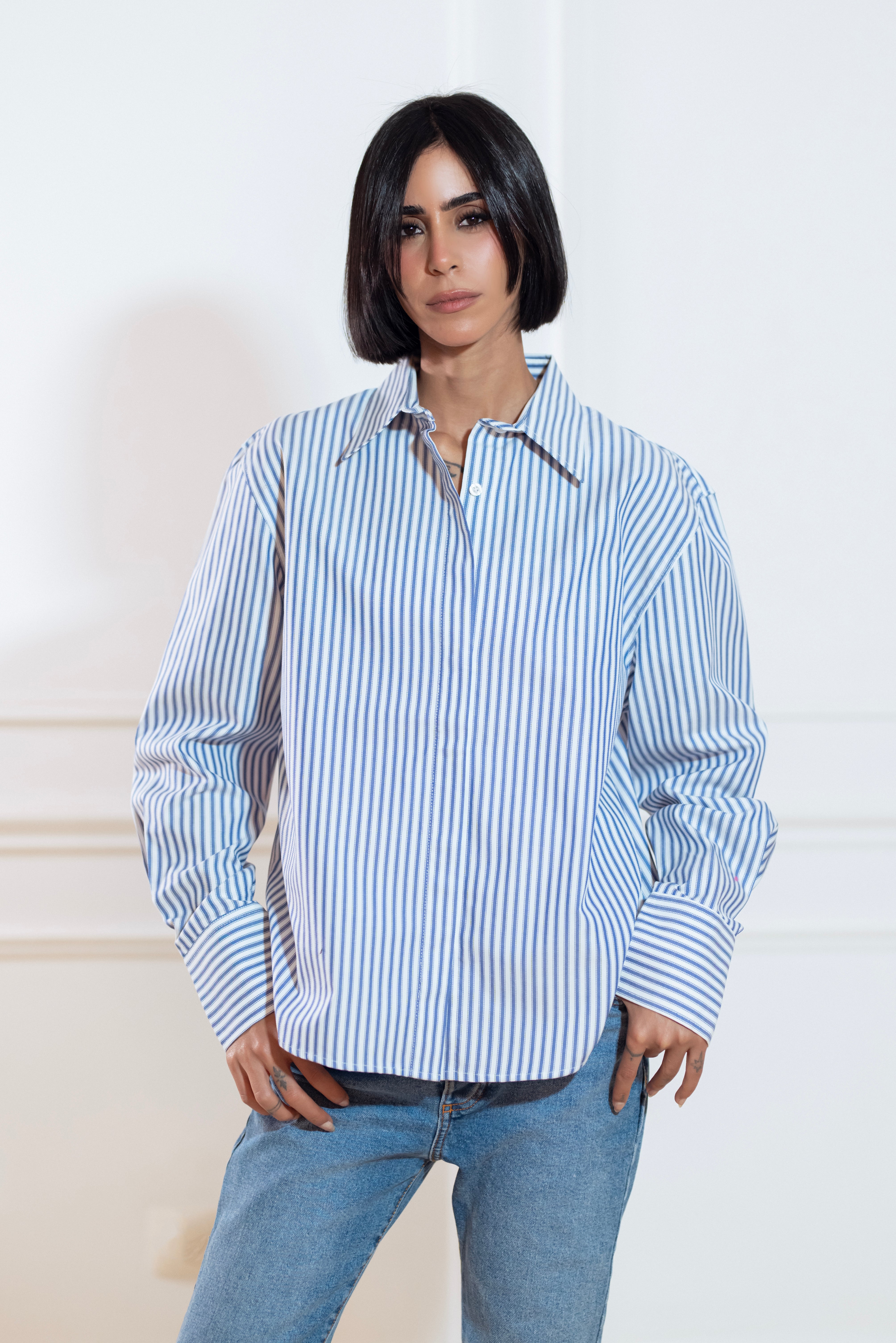 Cotton Classic Striped Shirt - Blue