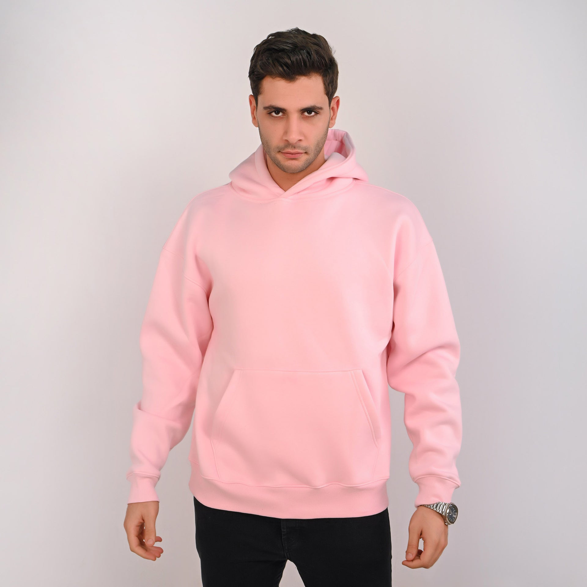 Plain Essential Kangaroo Hoodie – Baby Pink