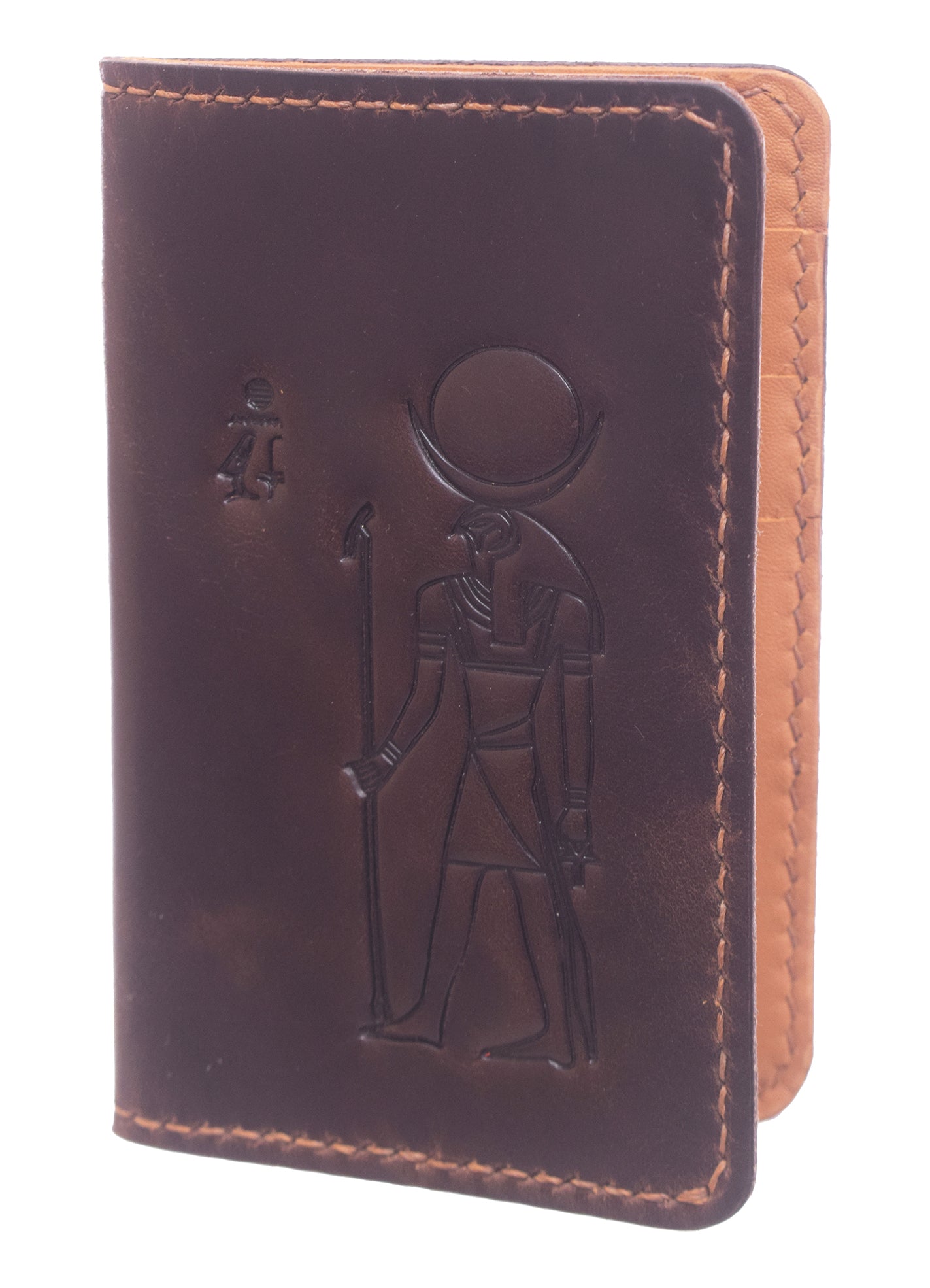 Genuine Leather Wallet with 9 Pockets Pharaonic Design