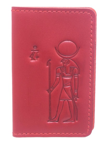 Genuine Leather Wallet with 9 Pockets Pharaonic Design