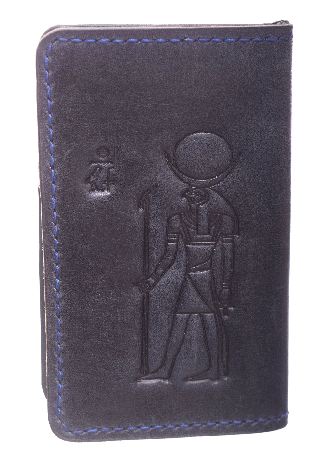 Genuine Leather Wallet with 9 Pockets Pharaonic Design