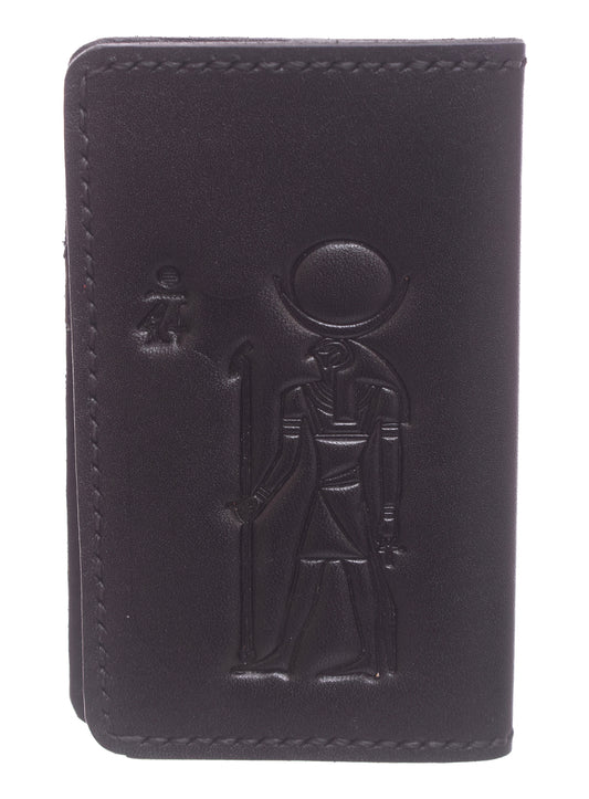 Genuine Leather Wallet with 9 Pockets Pharaonic Design