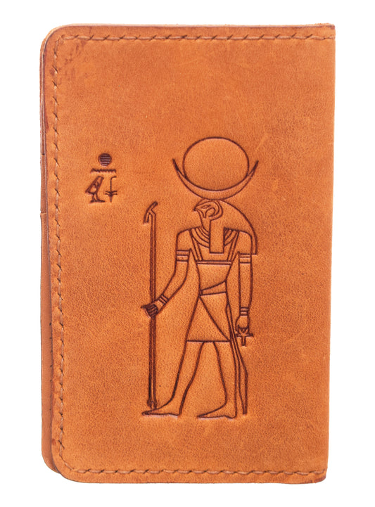 Genuine Leather Wallet with 9 Pockets Pharaonic Design