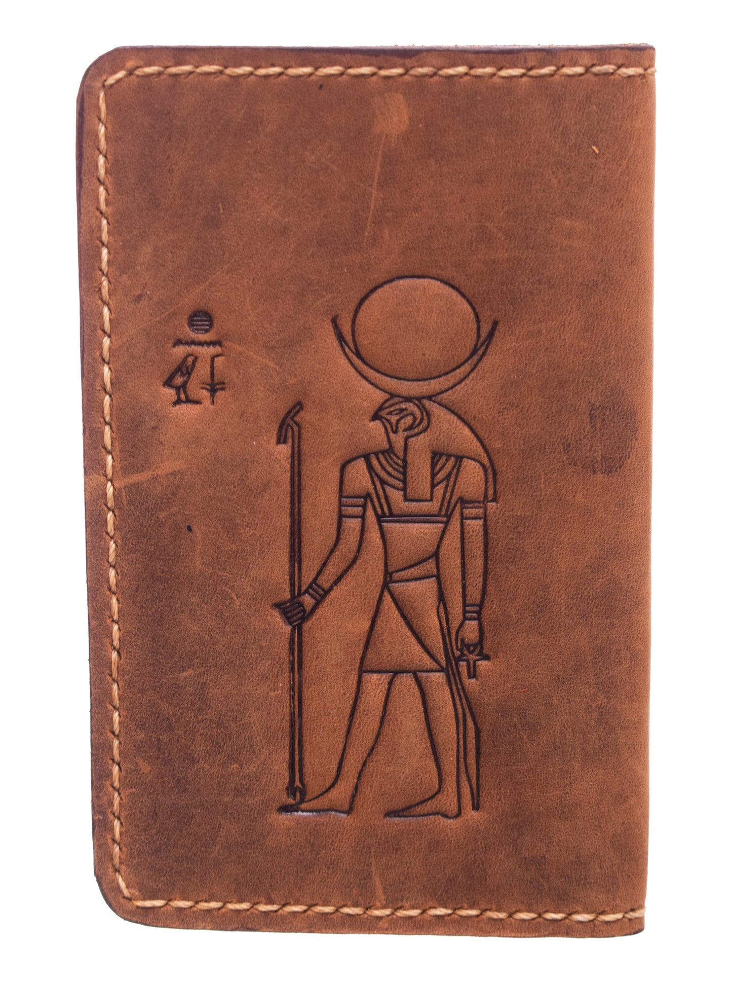 Genuine Leather Wallet with 9 Pockets Pharaonic Design