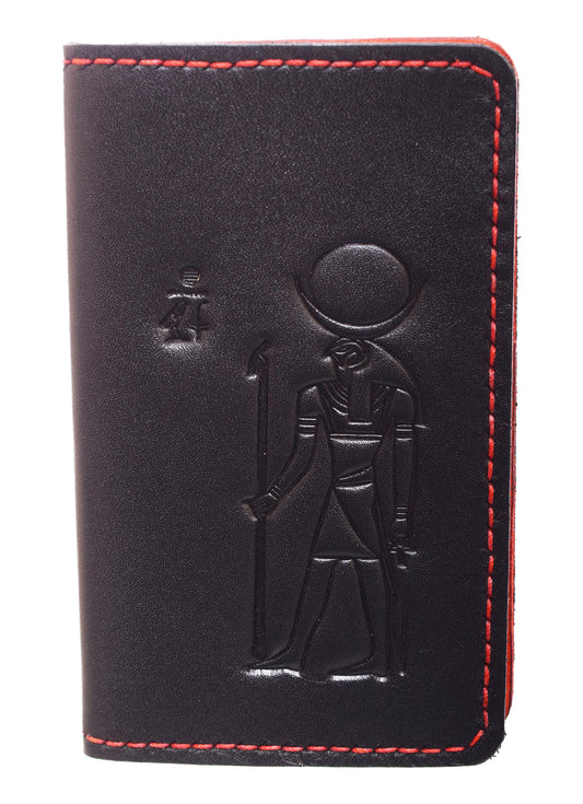 Genuine Leather Wallet with 9 Pockets Pharaonic Design