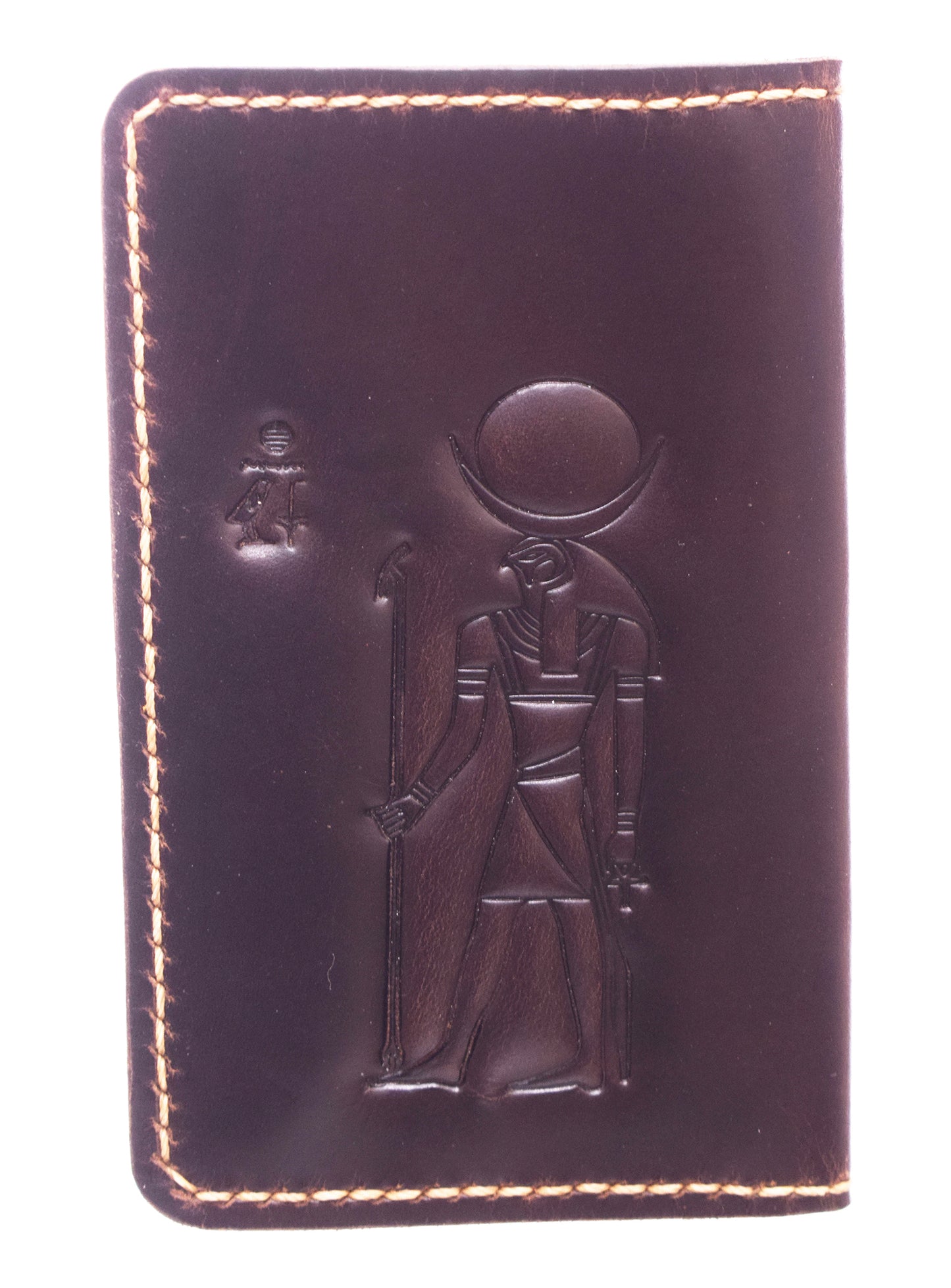 Genuine Leather Wallet with 9 Pockets Pharaonic Design