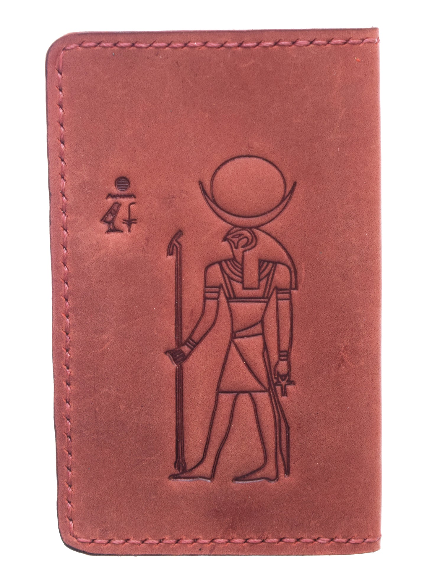 Genuine Leather Wallet with 9 Pockets Pharaonic Design