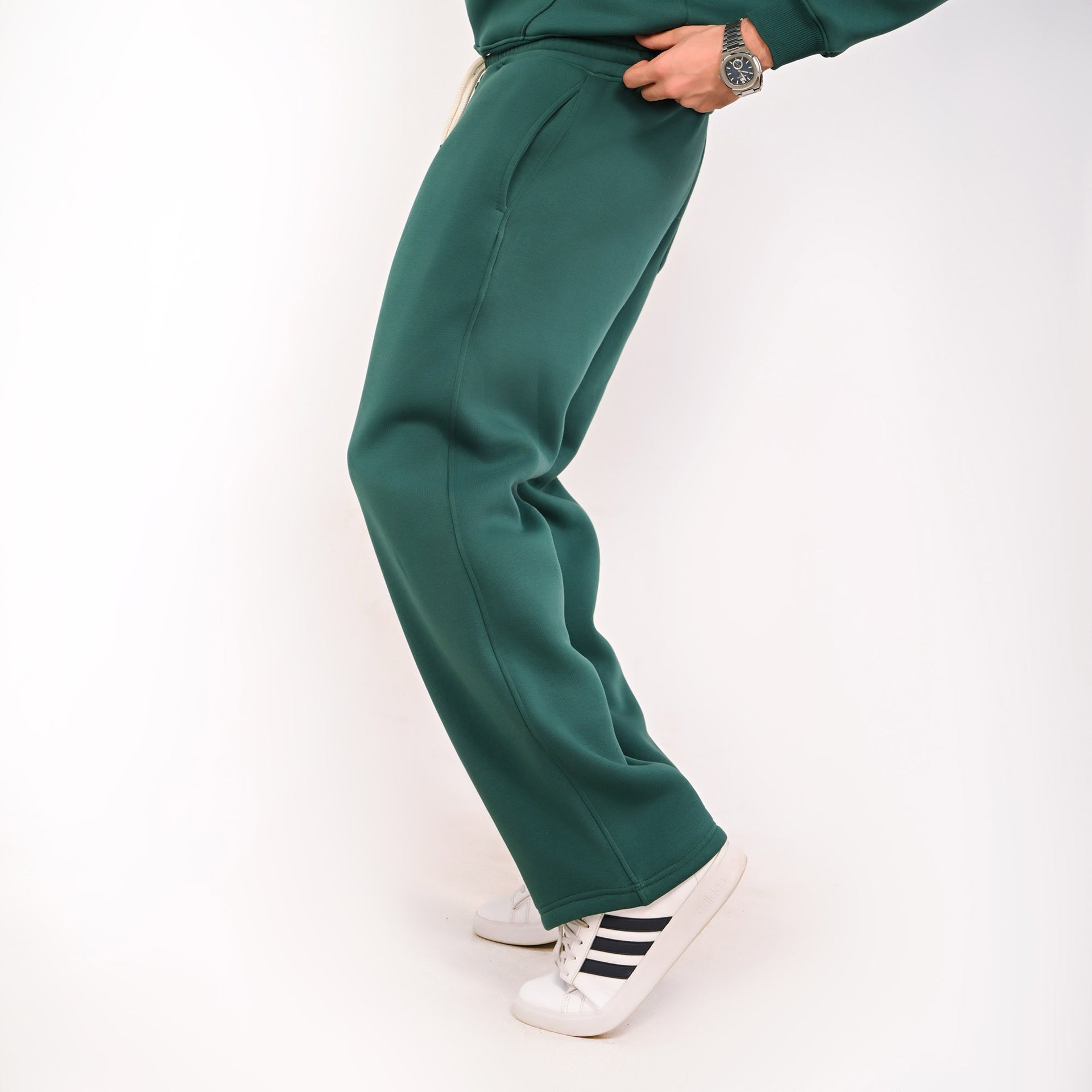 Solid Relaxed Fit Sweatpants – Teal Green