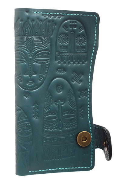 Genuine leather wallet with 8 pockets with a pharaonic design with a capsule