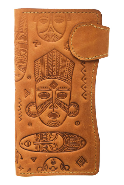 Genuine leather wallet with 8 pockets with a pharaonic design with a capsule