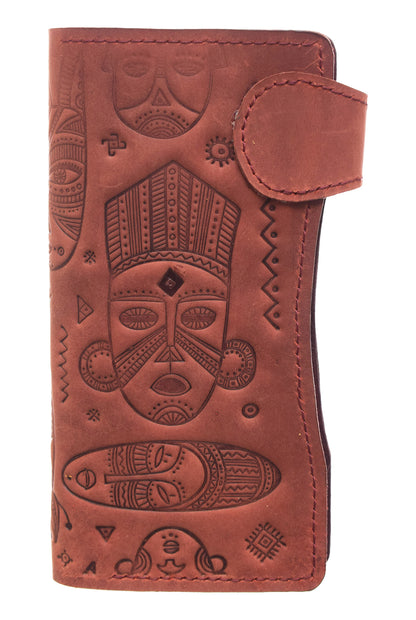 Genuine leather wallet with 8 pockets with a pharaonic design with a capsule