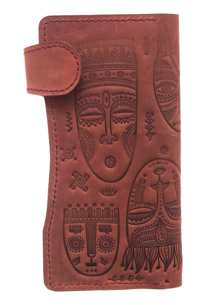 Genuine leather wallet with 8 pockets with a pharaonic design with a capsule