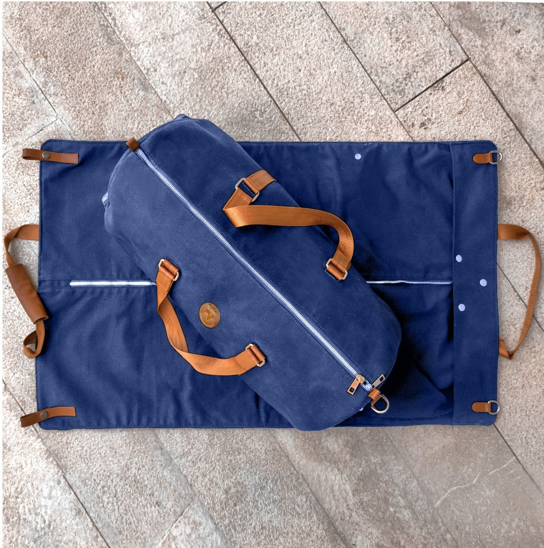 Canvas Duffel Bag & Garment Bag Set - Navy