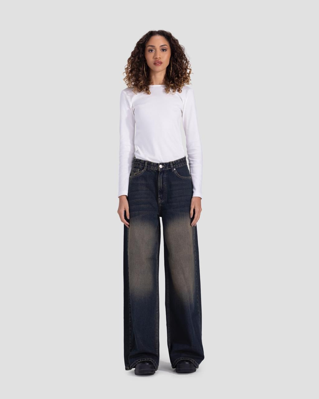 Denim Basic wide-leg pants - Dark Blue