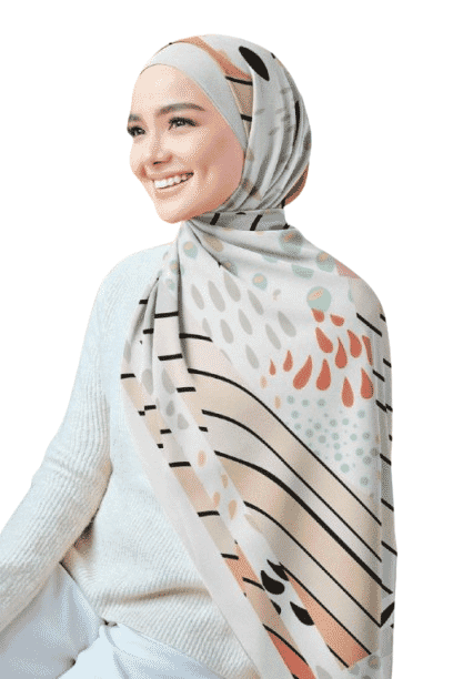 Printed Chiffon Crepe Veil - White