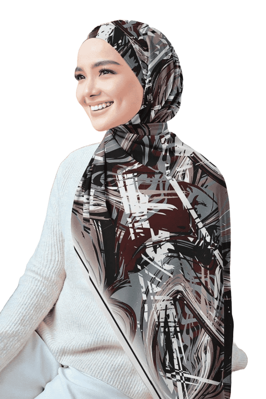 Printed Chiffon Crepe Veil - Multicolor