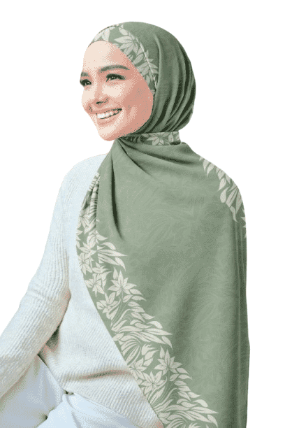 Printed Chiffon Crepe Veil - Green