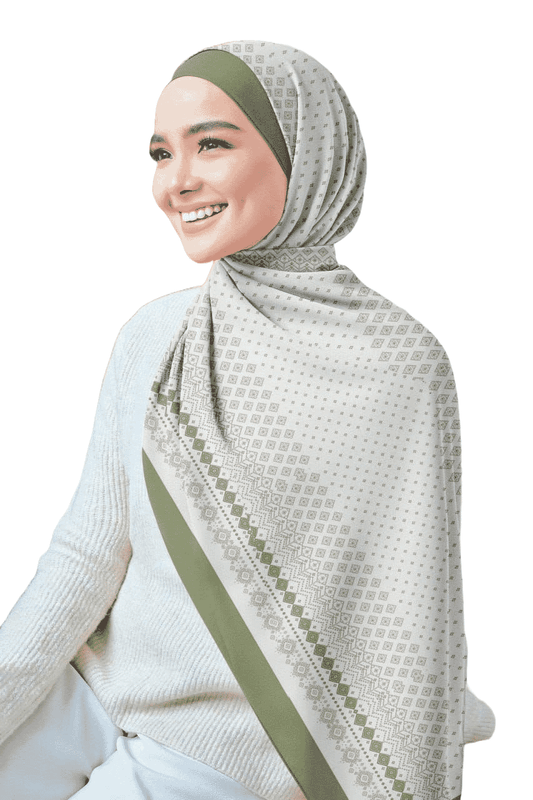 Printed Chiffon Crepe Veil - White