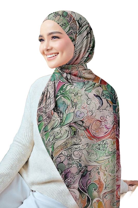 Printed Chiffon Crepe Scarf