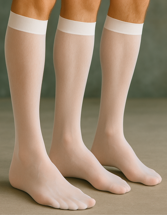 Nylon Sheer Black Socks 3 Pack - White