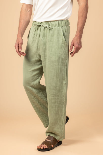 Wide Leg Baby Cotton Pants - Mint Green