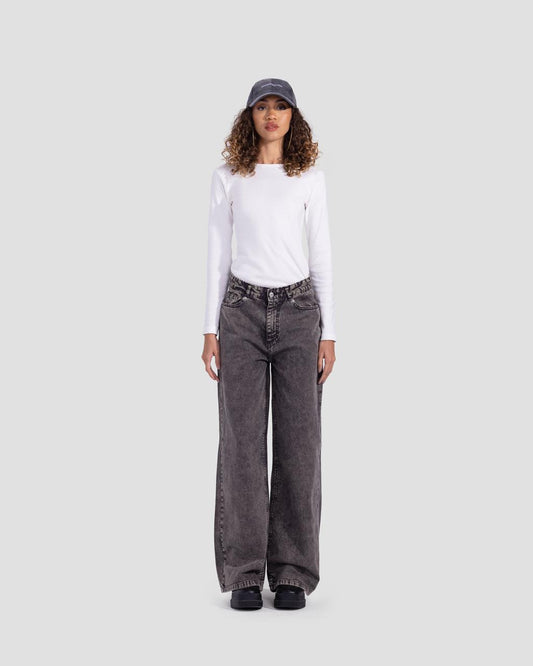 Basic wide-leg pants in dirty washed grey